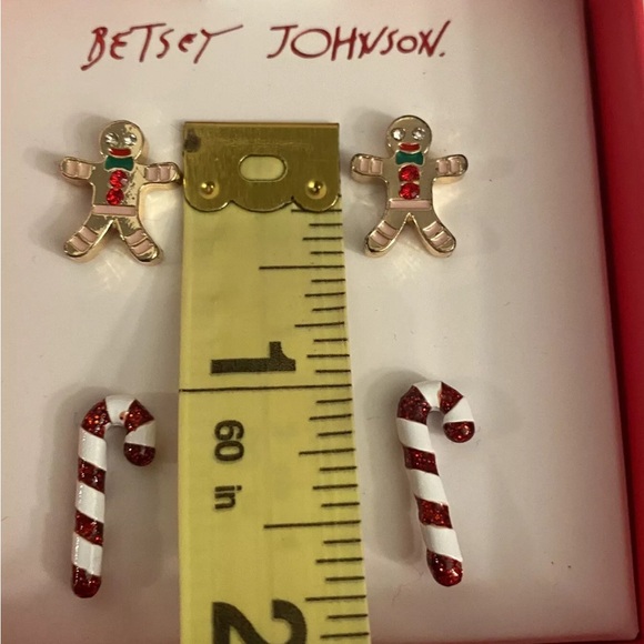 NWT Betsey Johnson Gingerbread & Candy Cane Stud Earrings - Picture 5 of 5